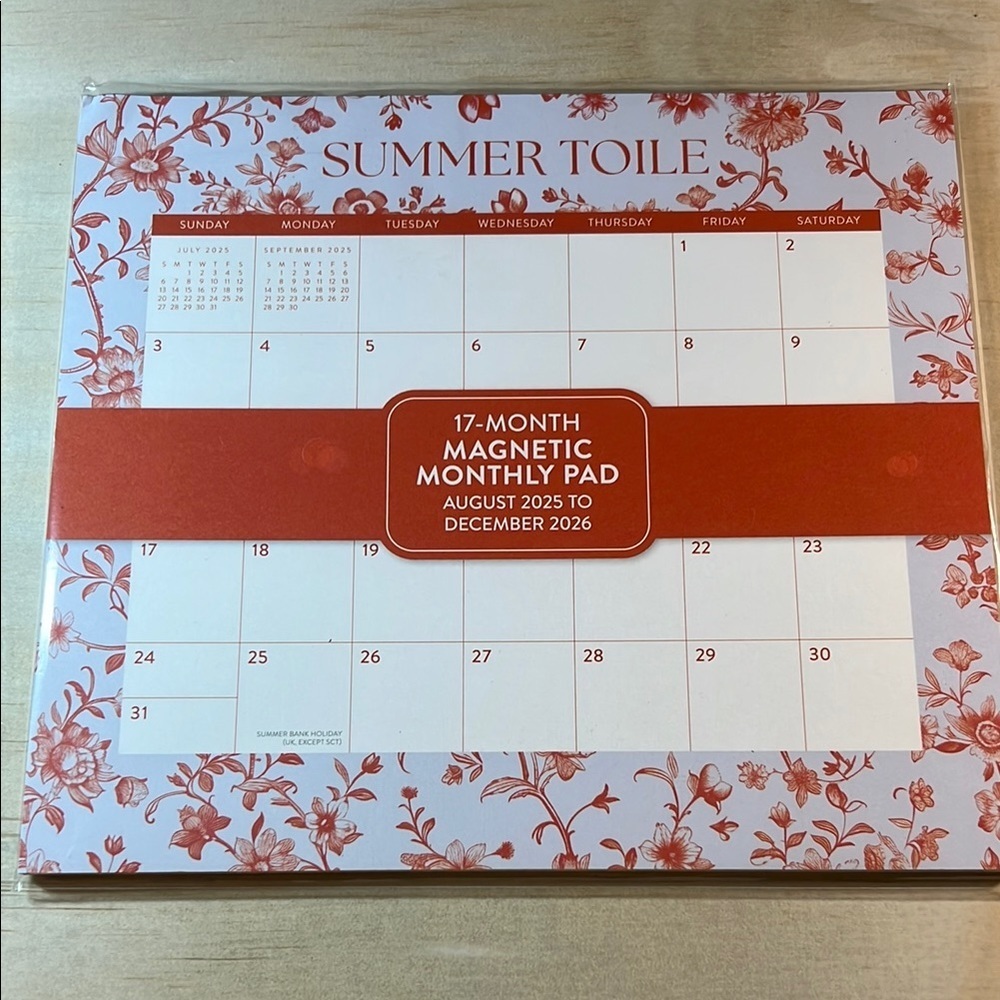 NWT Summer Toile Magnetic Monthly Pad  Floral pattern.